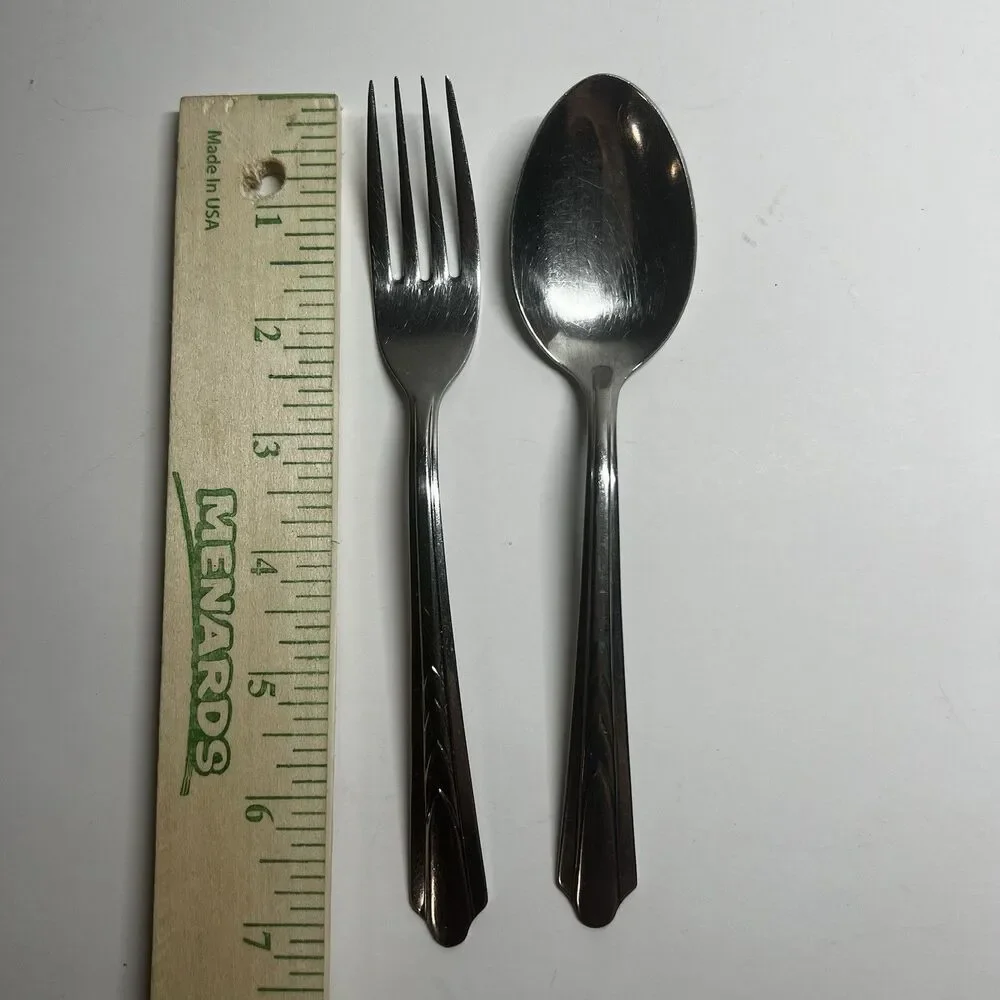 Vintage EKCO EKS7 Chevron Stainless Steel Flatware Dinner Fork Spoon Lot USA